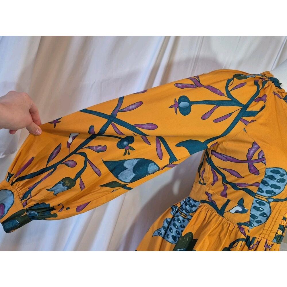 Anthropologie Let Me Be Cotton Orange Green Floral Mini Dress NWT XS - Picture 6 of 15